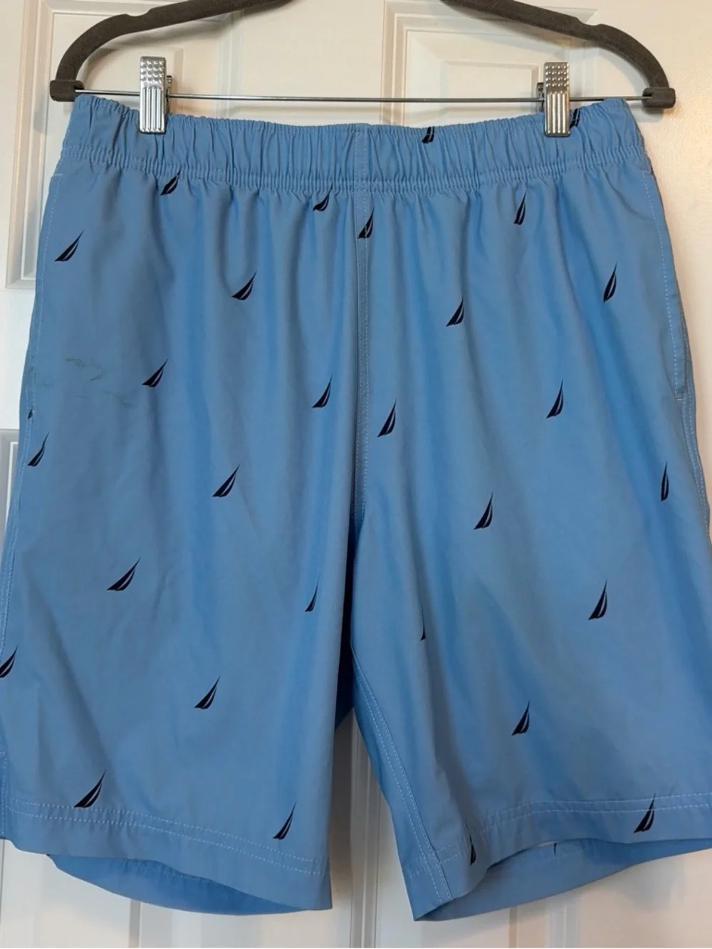 Nautica Light Blue Swim Trunks with Navy Sail Icons